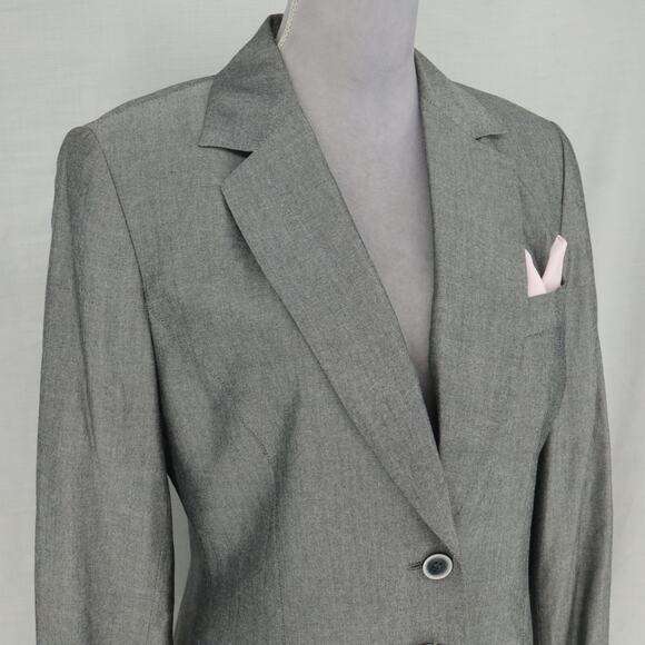 Kasper ASL Jacket Womens 10 Gray Shimmer Fitted Blazer Lined Office Career - Picture 6 of 14